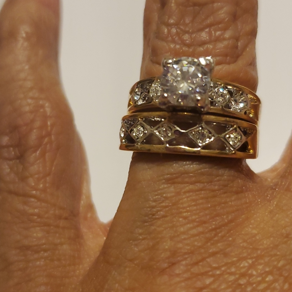 NORDSTROM wedding set, small FAUX diamonds  jewelry, sz5
